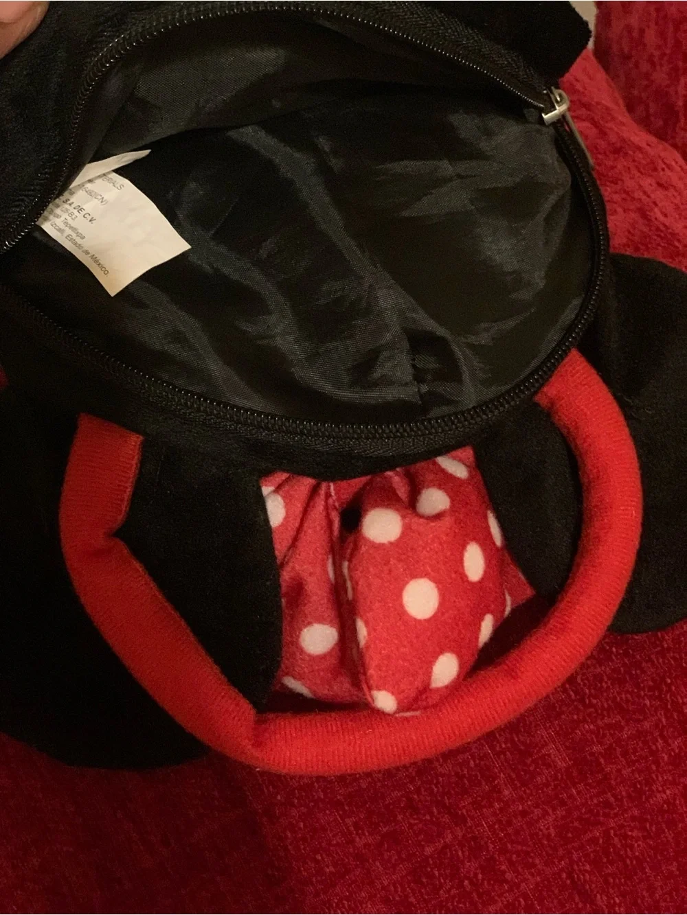 Minnie Mouse Head Plush Coin Purse Clutch -  Kids Accessory - Black, Red Bow